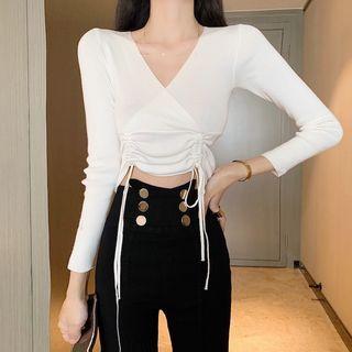 Drawstring Crop Knit Top / Skinny Pants