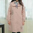 Wool Blend Embroidered Coat Pink - One Size