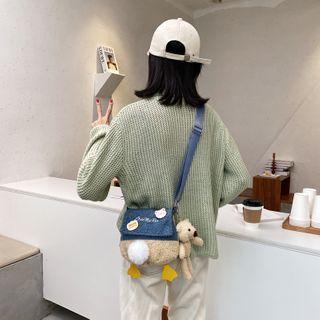 Furry Color Panel Crossbody Bag / Bag Charm / Set