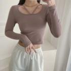 Long-sleeve Strappy Crop Top