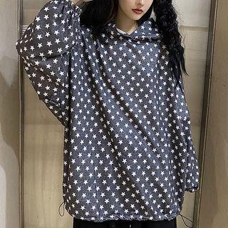 Drawstring-waist Star Print Hoodie
