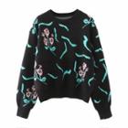 Floral Sweater Floral - Black - One Size