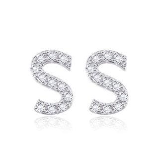 Simple And Fashion Letter S Cubic Zircon Stud Earrings Silver - One Size