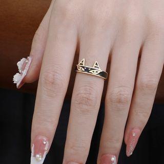Couple Matching Cat Alloy Open Ring (various Designs) / Set