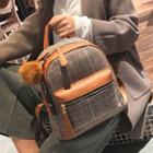 Plaid Faux-leather Backpack