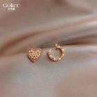 Mismatch Faux Pearl Heart Earring 1 Pair - Gold - One Size