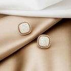 Square Glaze Earring E3101 - 1 Pair - Gold - One Size