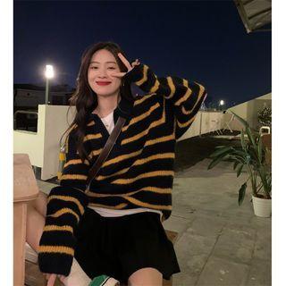 Striped Polo Sweater Stripes - Black & Yellow - One Size