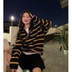 Striped Polo Sweater Stripes - Black & Yellow - One Size