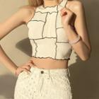Paneled Ruffle-trim Sleeveless Crop Top