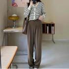 Striped Cardigan / Wide Leg Dress Pants
