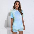 Set: Tie-dyed Short-sleeve T-shirt + Tie-dyed Shorts