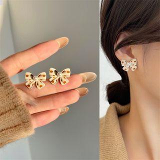 Bow Polka Dot Faux Pearl Earring