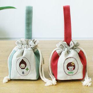 Embroidered Drawcord Pouch