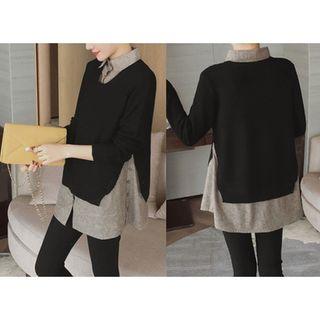 Mock Two-piece Knit Blouse