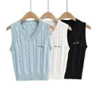 V-neck Lettering Cable-knit Vest