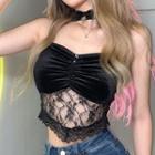 Choker-neck Lace Panel Tube Top