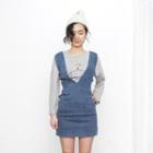V-neck Denim Jumper Dress