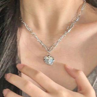 Layered Heart Necklace Necklace - Love Heart - Silver - One Size