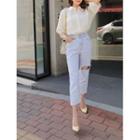 Seam-trim Hidden-button Blouse