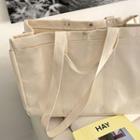 Pocket-patch Canvas Tote Beige - One Size