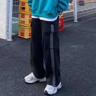 Two Tone Side-pocket Wide-leg Sweatpants