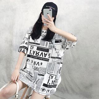 Lettering Short-sleeves Oversize T-shirt