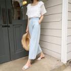 Band-waist Wide-leg Jeans Light Blue - One Size