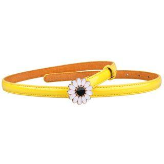 Floral Genuine Leather Slim Belt