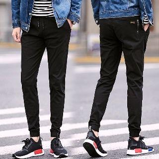 Drawstring Slim-fit Gather Cuff Pants