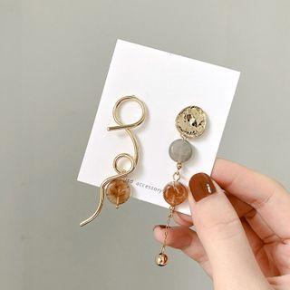 Non-matching Gemstone Alloy Dangle Earring