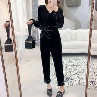 Long-sleeve V-neck Jumpsuit