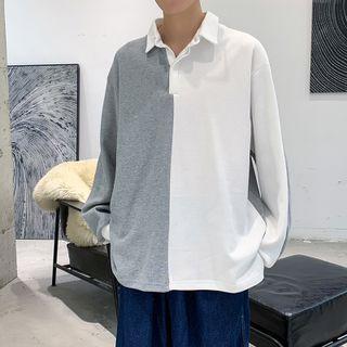 Two-tone Polo Shirt Sweatshirt