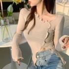 Lettuce Edge Knit Top Almond - One Size