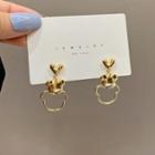Bear Drop Earring 1 Pair - Stud Earring - S925 Silver Needle - Gold - One Size
