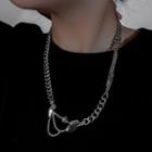 Broken Heart Rhinestone Pendant Stainless Steel Necklace