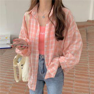 Long-sleeve Plaid Button-up Casual Shirt