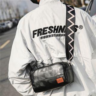 Chevron Strap Faux Leather Crossbody Bag