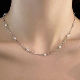 Faux Pearl Alloy Necklace Necklace - Silver - One Size