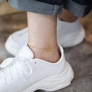 Stainless Steel Heatbeat Anklet 18k Gold Anklet - One Size