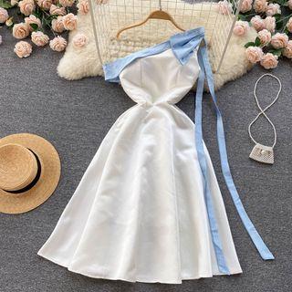 Strapless Bow Accent A-line Dress