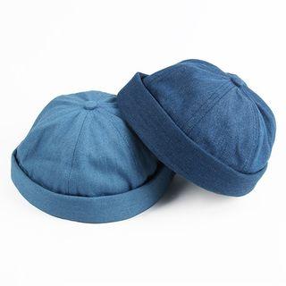 Embroidered Lettering Denim Brimless Hat