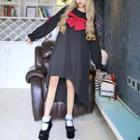 Bow Lace Up Long-sleeve Dress