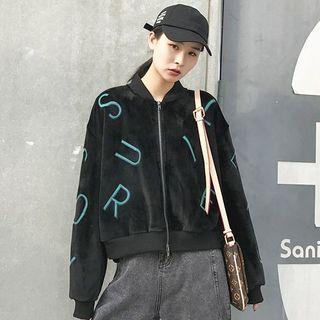 Embroidered Velvet Baseball Jacket