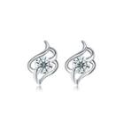 925 Sterling Silver Simple Fashion Geometric Cubic Zirconia Stud Earrings Silver - One Size