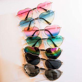Heart Gradient Metal Frame Sunglasses