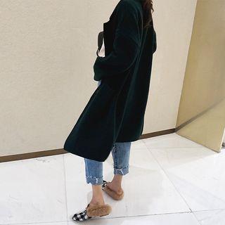 Single-breasted Wool Blend Knit Coat