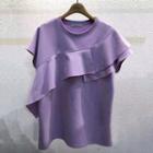 Round-neck Asymmetrical Short-sleeve Top