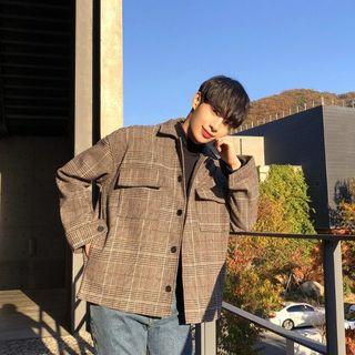 Dual-pocket Glen-plaid Boxy Jacket