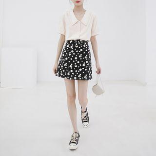 Doll Collar Lace Shirt / Floral Skirt